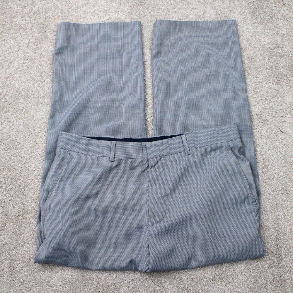 BOSS Hugo Boss Pants Mens 34x28 Blue Parkway1 100% Wool Flat Front Viscose Lined